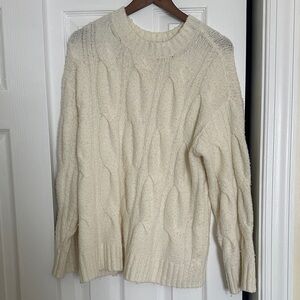 American Eagle Outfitters Cream Cable Knit Sweater
